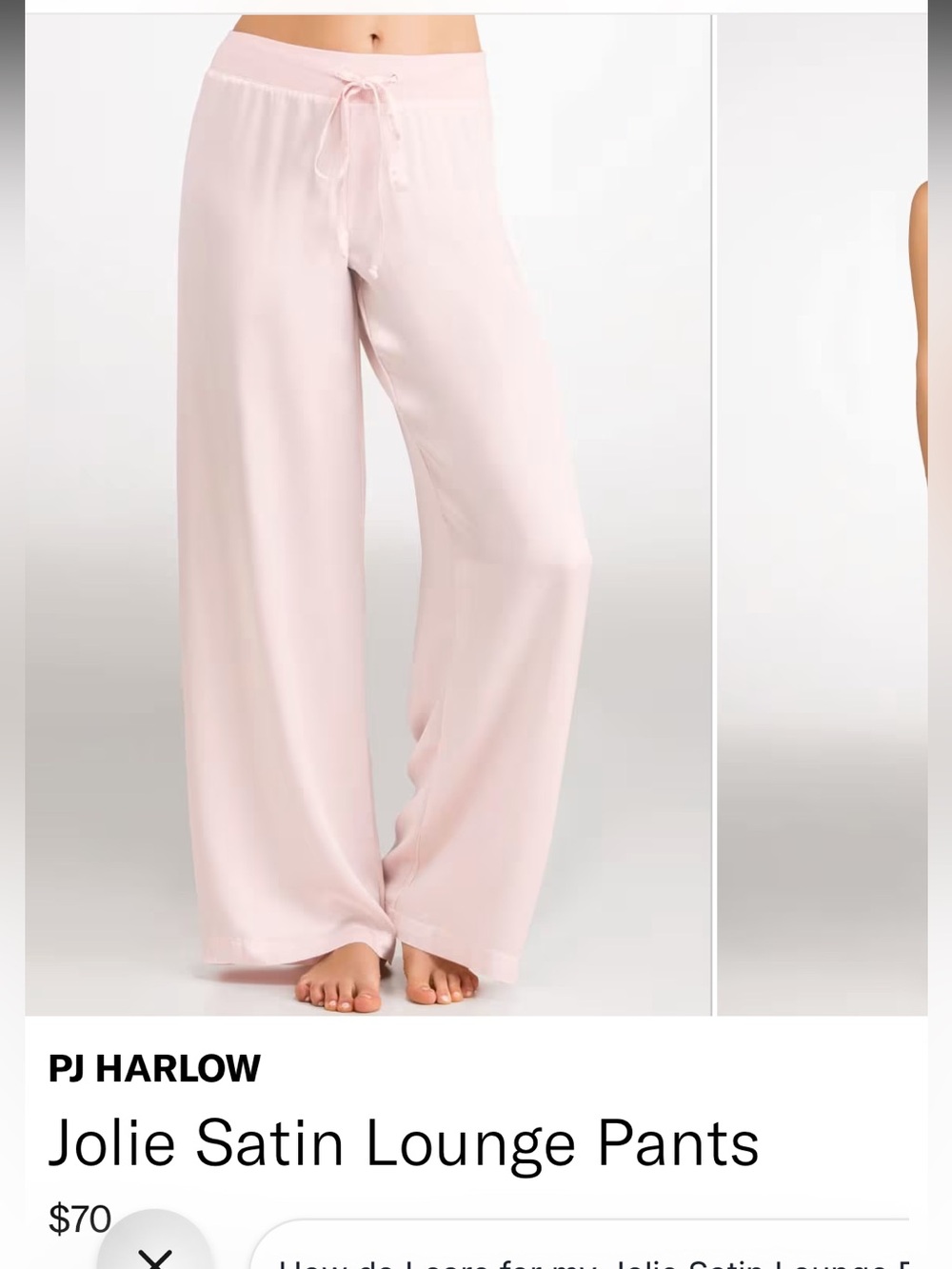 PJ Harlow Jolie Satin Lounge Pants - Pale Pink